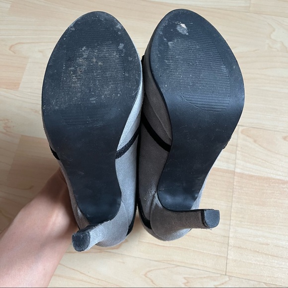 Marco Santi Grey Black Peeped Toed Heels Pumps size 6.5 - Picture 6 of 10